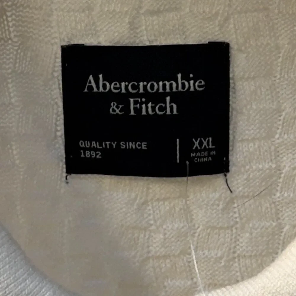 NWT Abercrombie & Fitch Cream Textural Stripe Zip Sweater Polo Size XXL